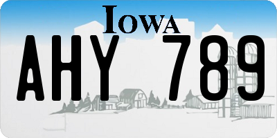 IA license plate AHY789