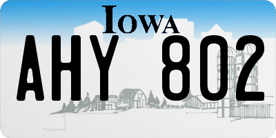IA license plate AHY802