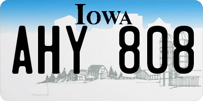 IA license plate AHY808