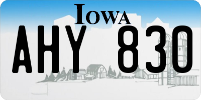 IA license plate AHY830