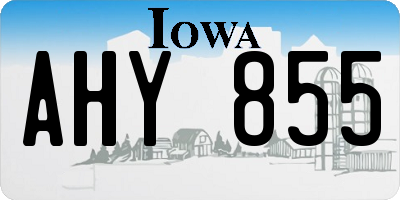 IA license plate AHY855