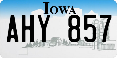 IA license plate AHY857