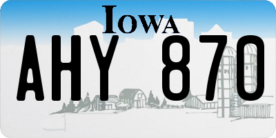 IA license plate AHY870