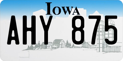 IA license plate AHY875
