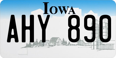 IA license plate AHY890