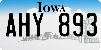 IA license plate AHY893