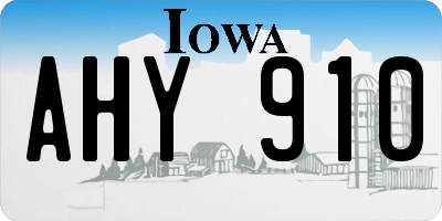 IA license plate AHY910