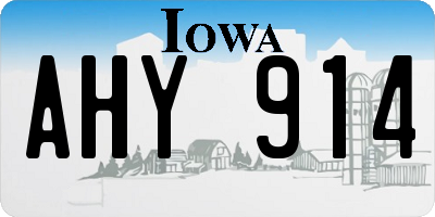 IA license plate AHY914
