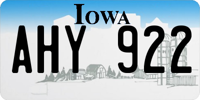 IA license plate AHY922