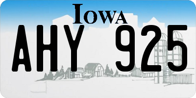 IA license plate AHY925