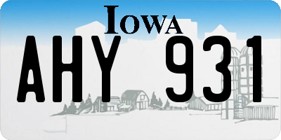 IA license plate AHY931