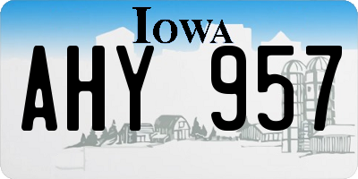 IA license plate AHY957