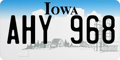 IA license plate AHY968