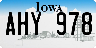 IA license plate AHY978