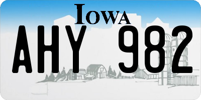 IA license plate AHY982