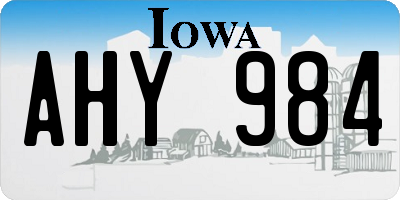 IA license plate AHY984