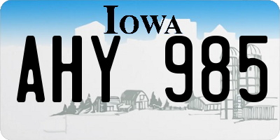 IA license plate AHY985