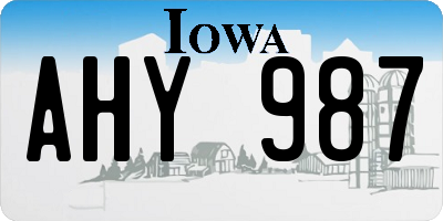 IA license plate AHY987