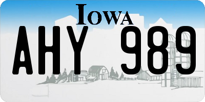 IA license plate AHY989