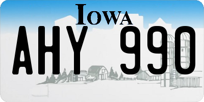 IA license plate AHY990