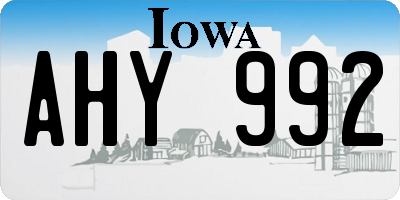 IA license plate AHY992
