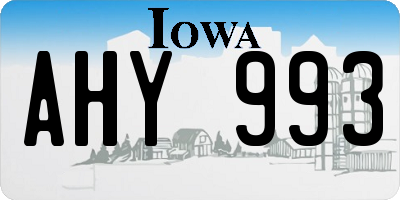 IA license plate AHY993
