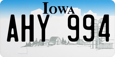 IA license plate AHY994