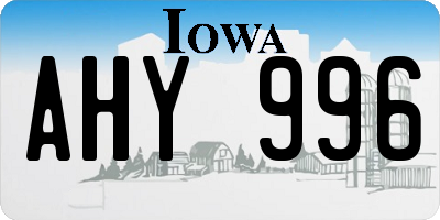 IA license plate AHY996