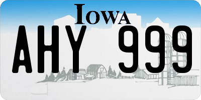 IA license plate AHY999