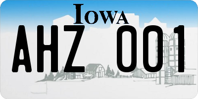 IA license plate AHZ001
