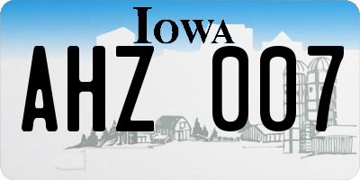 IA license plate AHZ007