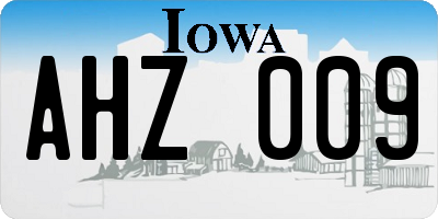 IA license plate AHZ009