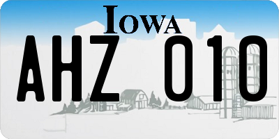 IA license plate AHZ010