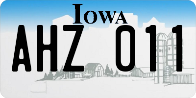 IA license plate AHZ011