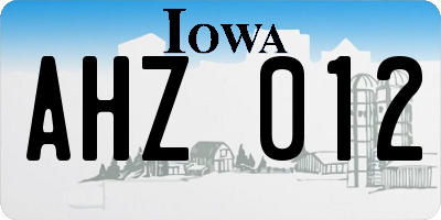 IA license plate AHZ012