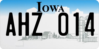 IA license plate AHZ014