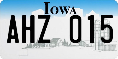 IA license plate AHZ015