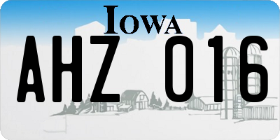 IA license plate AHZ016