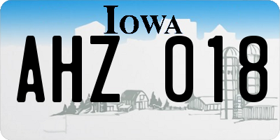 IA license plate AHZ018