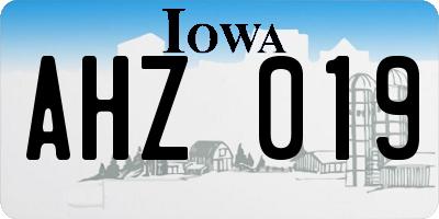 IA license plate AHZ019