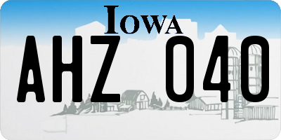 IA license plate AHZ040