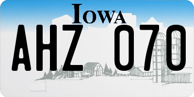 IA license plate AHZ070