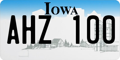 IA license plate AHZ100