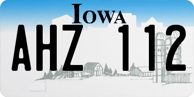IA license plate AHZ112