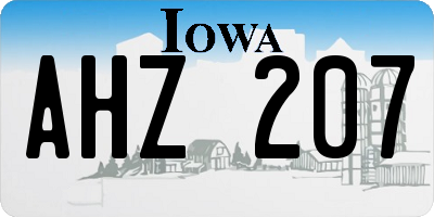 IA license plate AHZ207