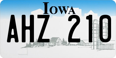 IA license plate AHZ210