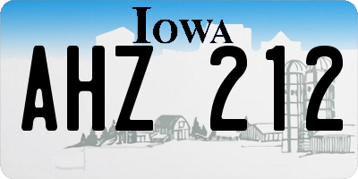 IA license plate AHZ212