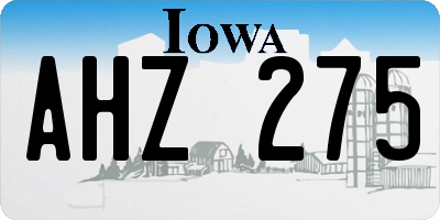 IA license plate AHZ275