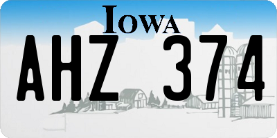 IA license plate AHZ374