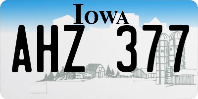 IA license plate AHZ377